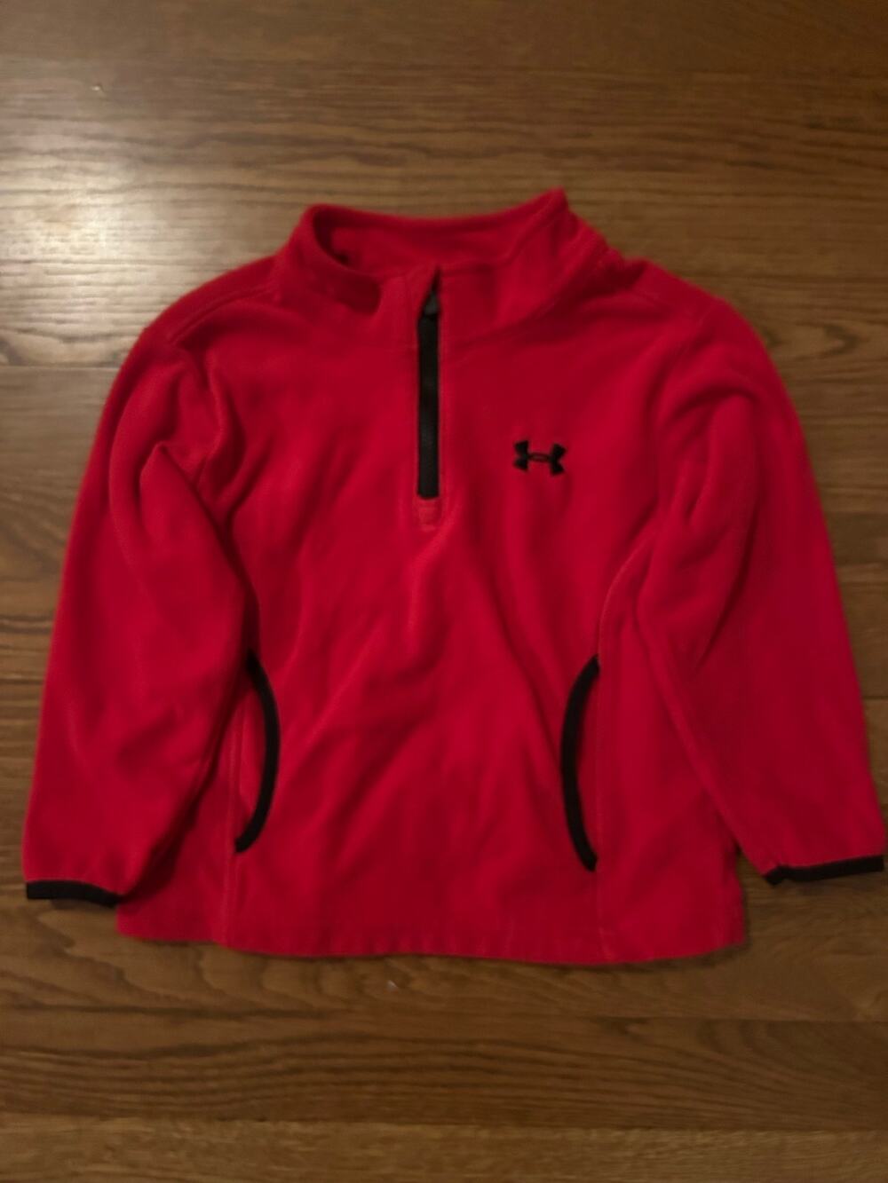 Under Armour Boys 2T Red Fleece Quarter Zip Pullover Sweater Jacket Activewear